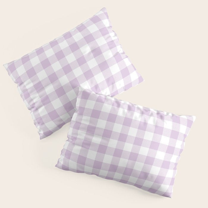 Lilac Plaid Gingham Print Pillow Sham