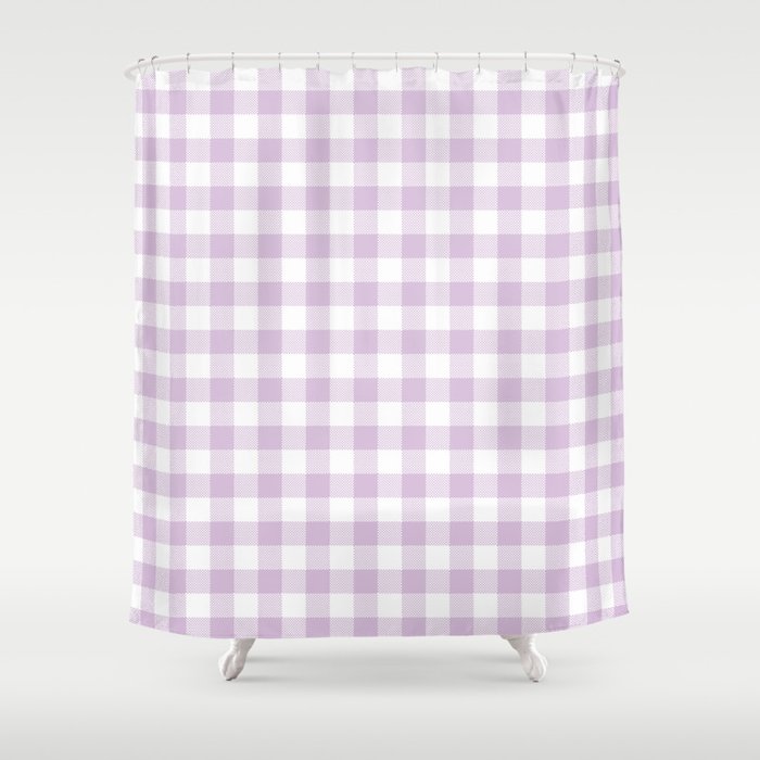 Lilac Plaid Gingham Print Shower Curtain Gallery Image 1