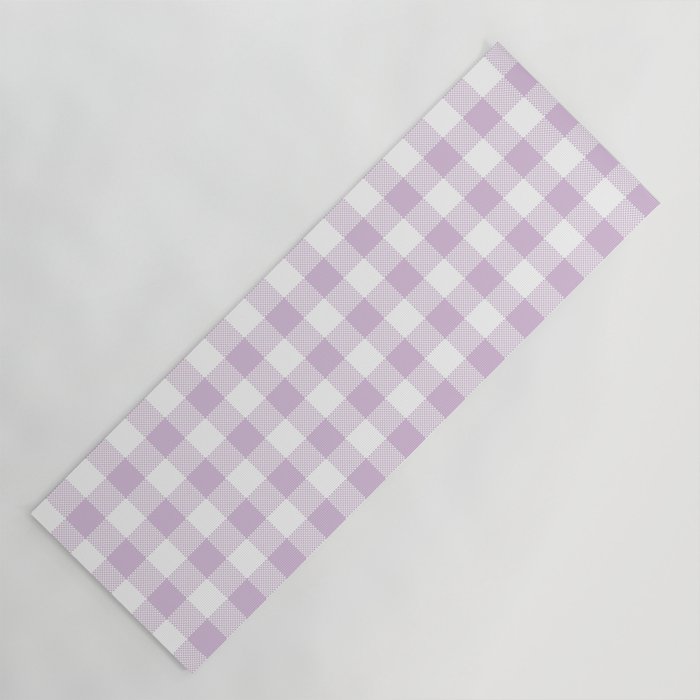 Lilac Plaid Gingham Print Yoga Mat Gallery Image 1