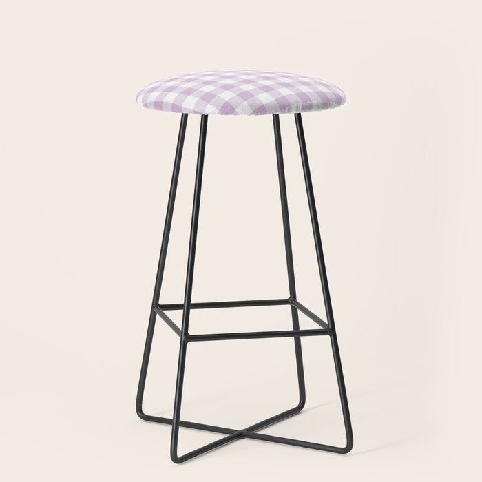 Lilac Plaid Gingham Print Stool Gallery Image 1