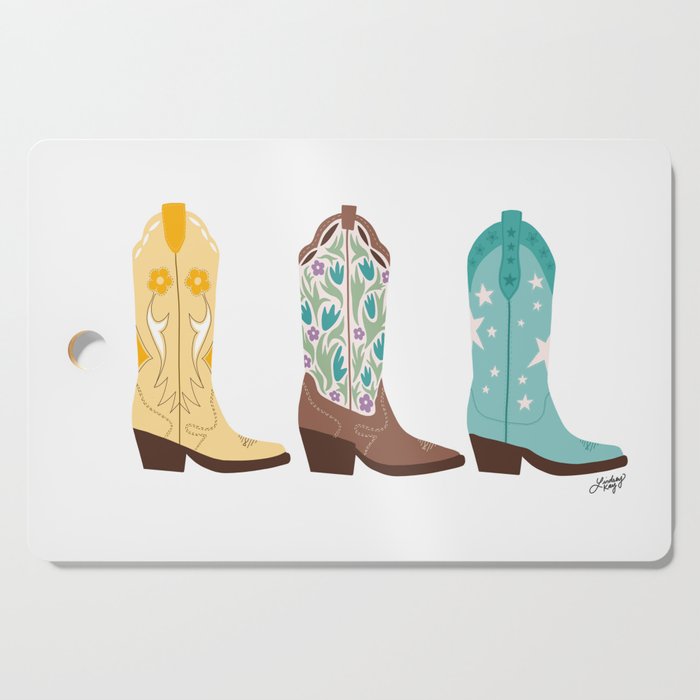 Cowboy Boots Illustration (Bright Palette) Cutting Board Gallery Image 1