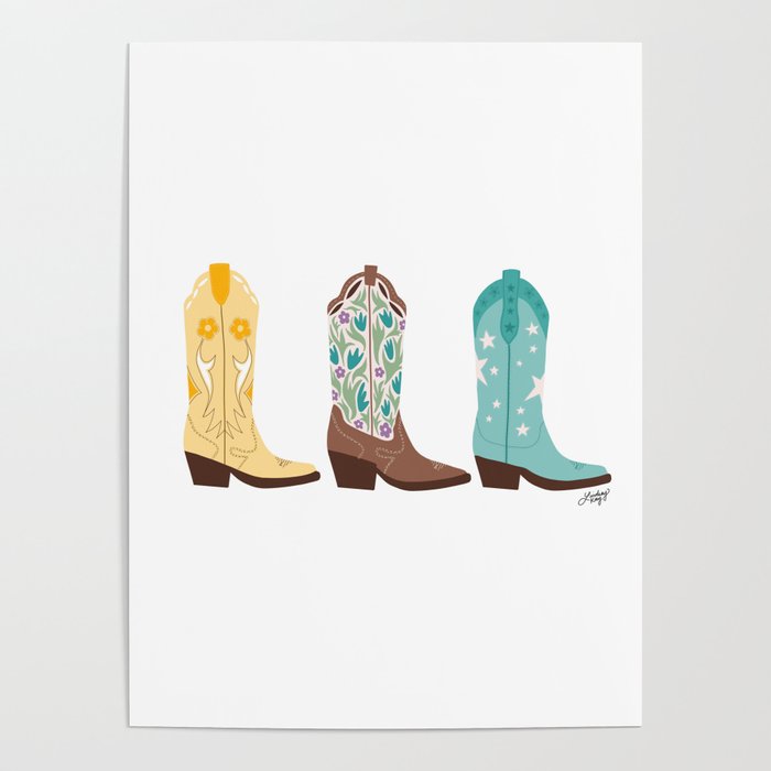 Cowboy Boots Illustration (Bright Palette) Poster Gallery Image 4