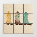 Cowboy Boots Illustration (Bright Palette) Wood Wall Art Gallery Image 1