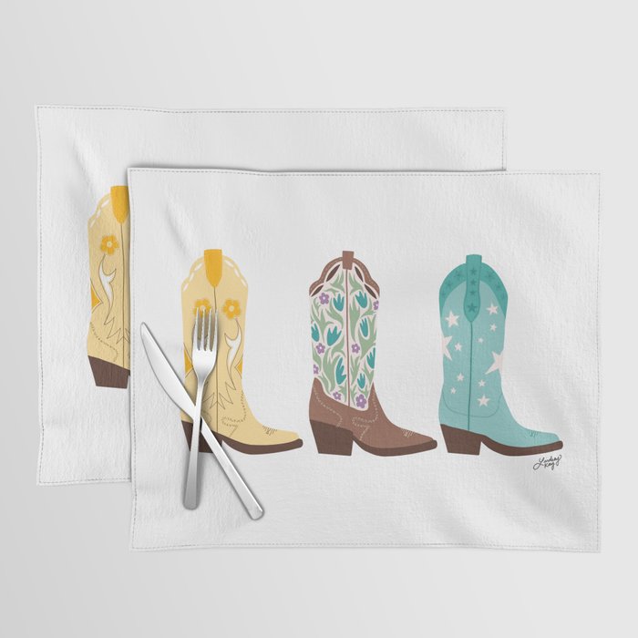 Cowboy Boots Illustration (Bright Palette) Placemat Gallery Image 1