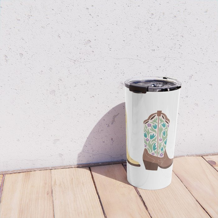 Cowboy Boots Illustration (Bright Palette) Travel Mug Gallery Image 4