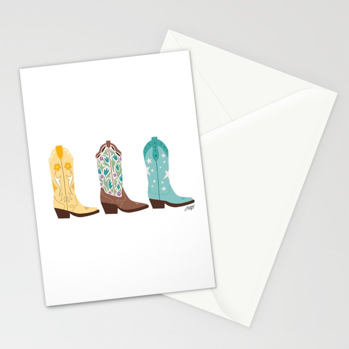 Cowboy Boots Illustration (Bright Palette) Stationery Card Gallery Image 2