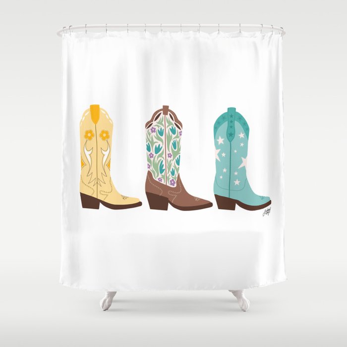 Cowboy Boots Illustration (Bright Palette) Shower Curtain Gallery Image 1