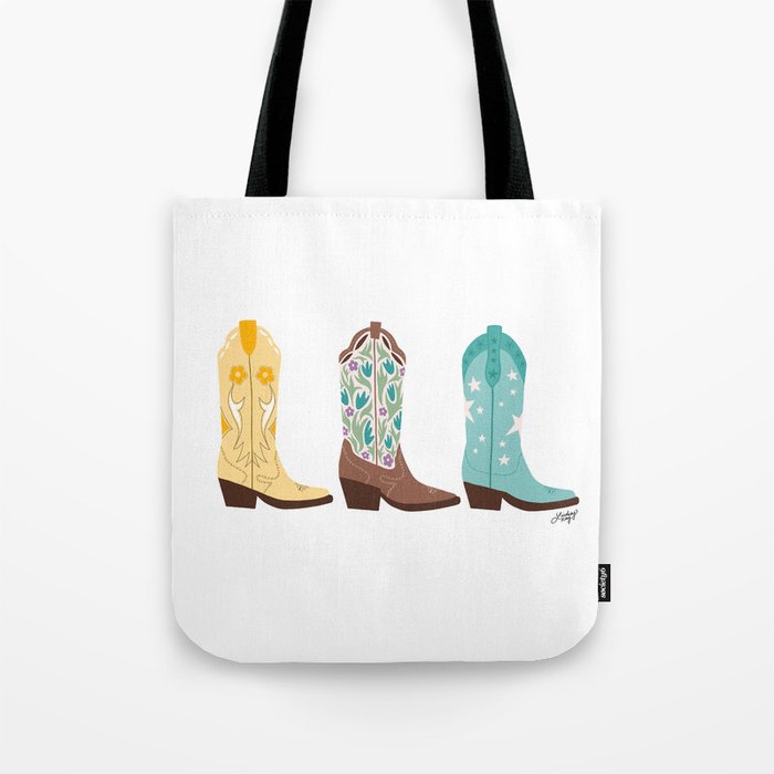 Cowboy Boots Illustration (Bright Palette) Tote Bag Gallery Image 1