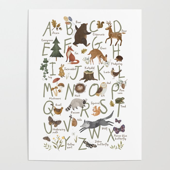 Woodland forest alphabet Poster Gallery Image 4