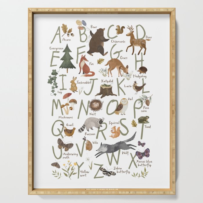 Woodland forest alphabet Serving Tray Gallery Image 1