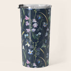 Vintage Bluebell & Snowdrop Navy Blue Floral Travel Mug Gallery Image 3