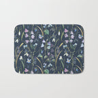 Vintage Bluebell & Snowdrop Navy Blue Floral Bath Mat Gallery Image 1