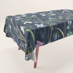 Vintage Bluebell & Snowdrop Navy Blue Floral Tablecloth Gallery Image 1
