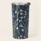 Vintage Bluebell & Snowdrop Navy Blue Floral Travel Mug Gallery Image 2