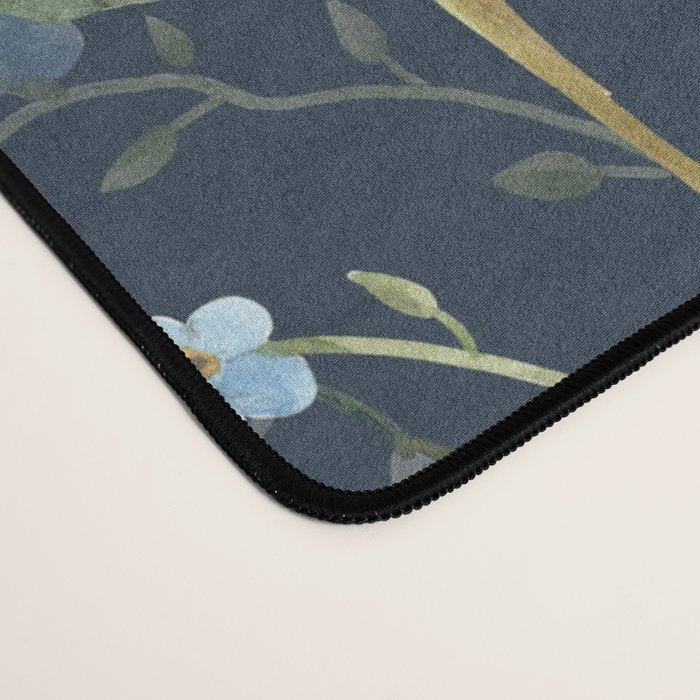 Vintage Bluebell & Snowdrop Navy Blue Floral Desk Mat Gallery Image 4