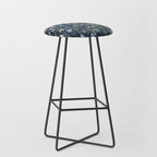 Vintage Bluebell & Snowdrop Navy Blue Floral Stool Gallery Image 1