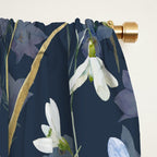 Vintage Bluebell & Snowdrop Navy Blue Floral Window Curtain Gallery Image 2