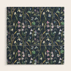 Vintage Bluebell & Snowdrop Navy Blue Floral Wood Wall Art Gallery Image 1
