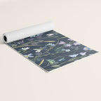 Vintage Bluebell & Snowdrop Navy Blue Floral Yoga Mat Gallery Image 2