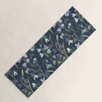 Vintage Bluebell & Snowdrop Navy Blue Floral Yoga Mat Gallery Image 1