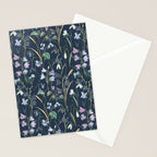 Vintage Bluebell & Snowdrop Navy Blue Floral Stationery Card Gallery Image 2
