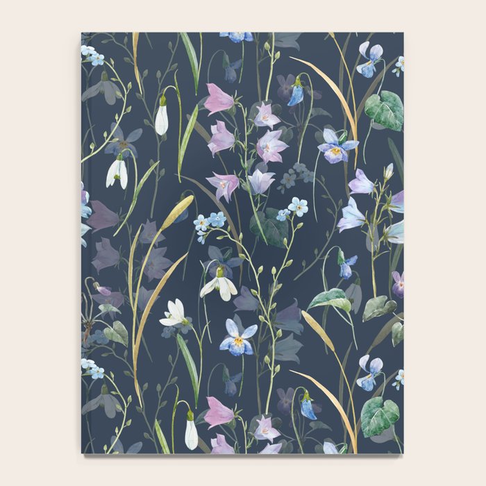 Vintage Bluebell & Snowdrop Navy Blue Floral Notebook Gallery Image 4