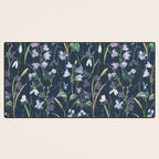 Vintage Bluebell & Snowdrop Navy Blue Floral Desk Mat Gallery Image 3