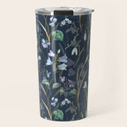 Vintage Bluebell & Snowdrop Navy Blue Floral Travel Mug Gallery Image 1