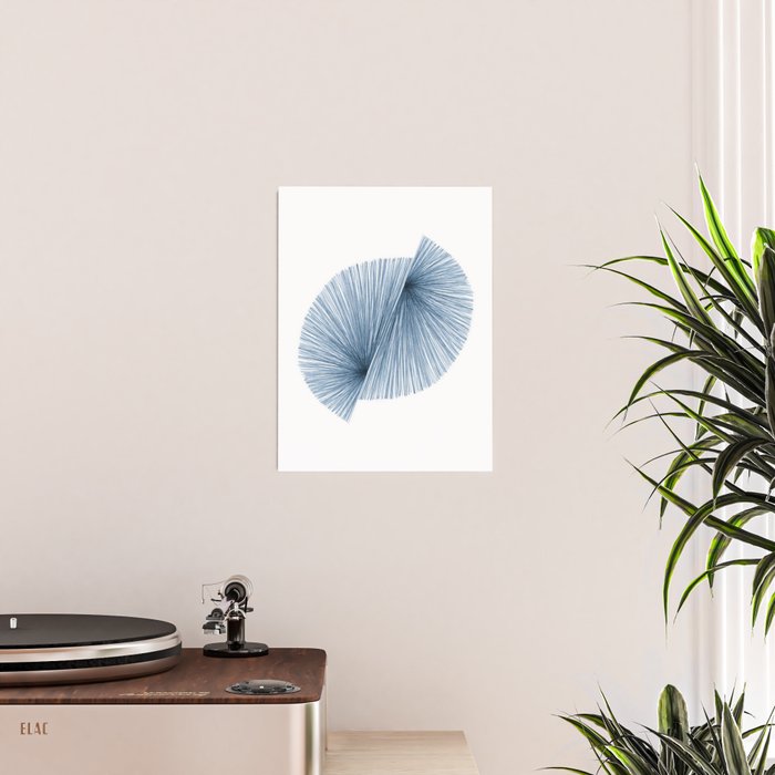 Mid Century Modern Indigo Blue Geometric Abstract Poster Gallery Image 2