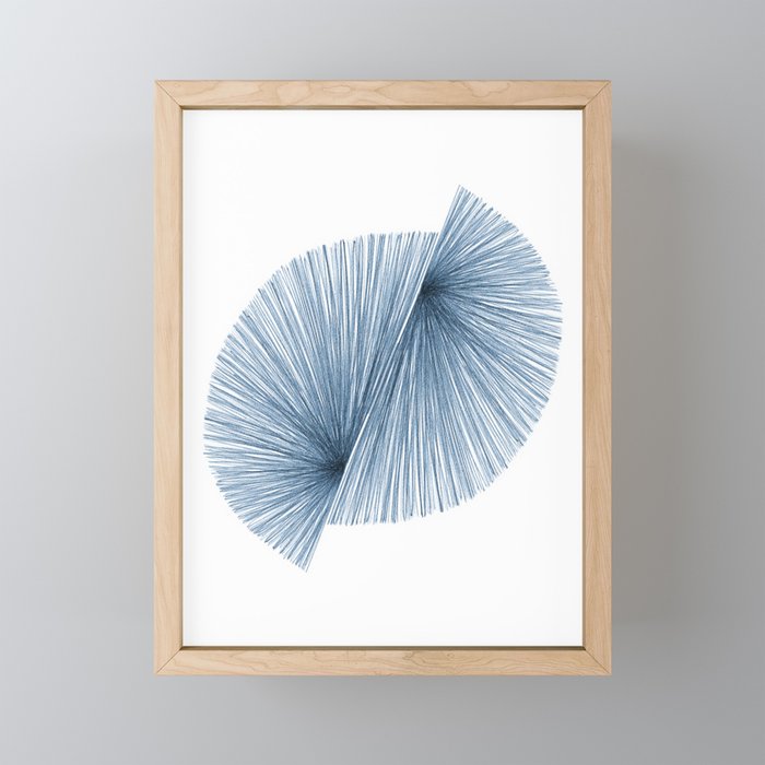 Mid Century Modern Indigo Blue Geometric Abstract Mini Art Print Gallery Image 1