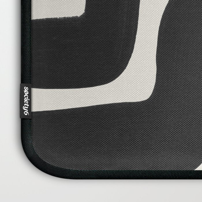Black Ink Paint Brush Strokes Abstract Organic Pattern Mid Century Style Laptop Sleeve Gallery Image 3