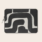Black Ink Paint Brush Strokes Abstract Organic Pattern Mid Century Style Laptop Sleeve Gallery Image 1