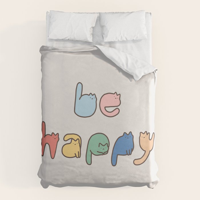 be happy cats typo Duvet Cover Gallery Image 1