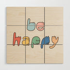 be happy cats typo Wood Wall Art Gallery Image 1