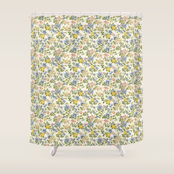 Cute Summer Floral Hand Painted Shower Curtain Gallery Image 1