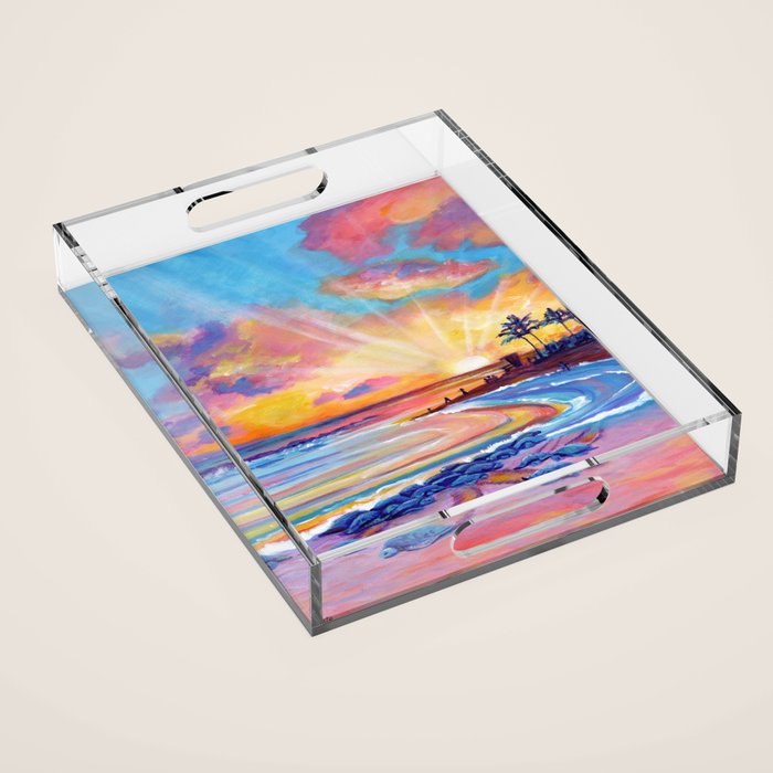 Poipu Turtles at Sunset Acrylic Tray Gallery Image 1