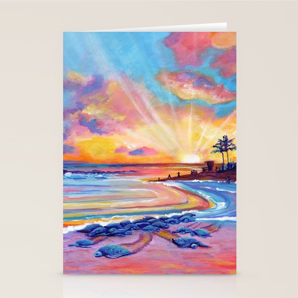 Poipu Turtles at Sunset Stationery Card Gallery Image 2