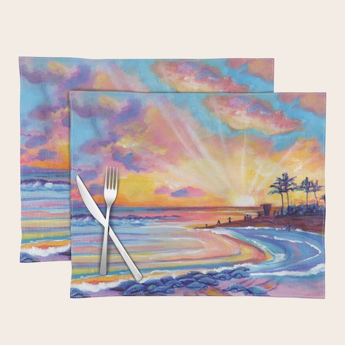 Poipu Turtles at Sunset Placemat Gallery Image 1