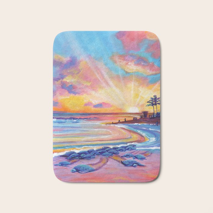 Poipu Turtles at Sunset Bath Mat Gallery Image 1