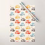 Festive Birds retro pattern Wrapping Paper Gallery Image 1