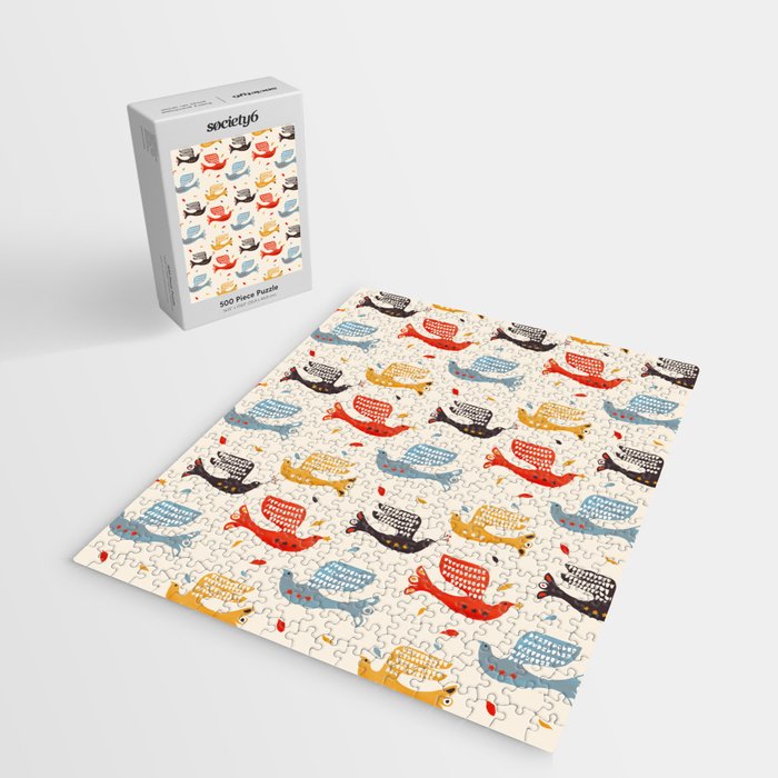 Festive Birds retro pattern Jigsaw Puzzle Gallery Image 2