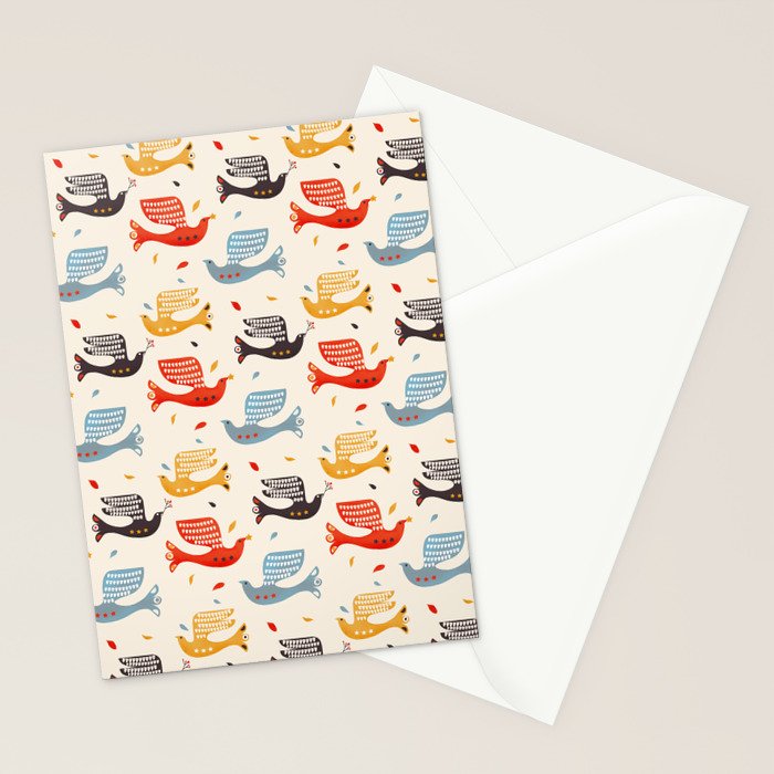 Festive Birds retro pattern Stationery Card Gallery Image 2
