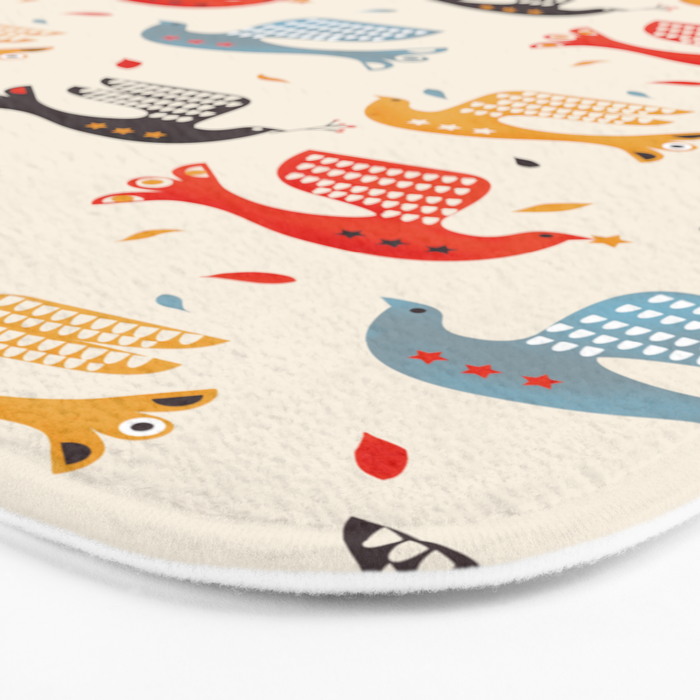Festive Birds retro pattern Bath Mat Gallery Image 3