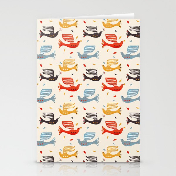 Festive Birds retro pattern Stationery Card Gallery Image 2