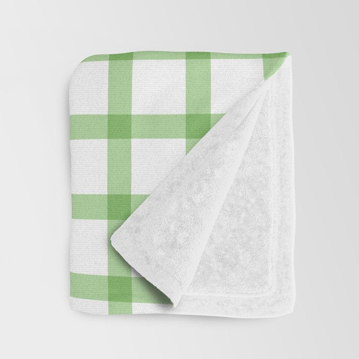 Green geometric plaid gingham pattern Throw Blanket Gallery Image 3
