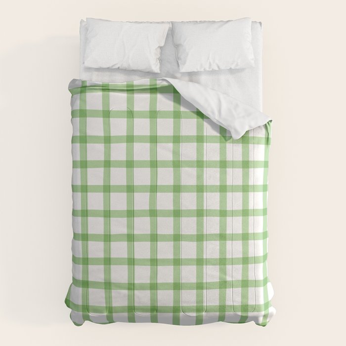 Green geometric plaid gingham pattern Comforter Gallery Image 6