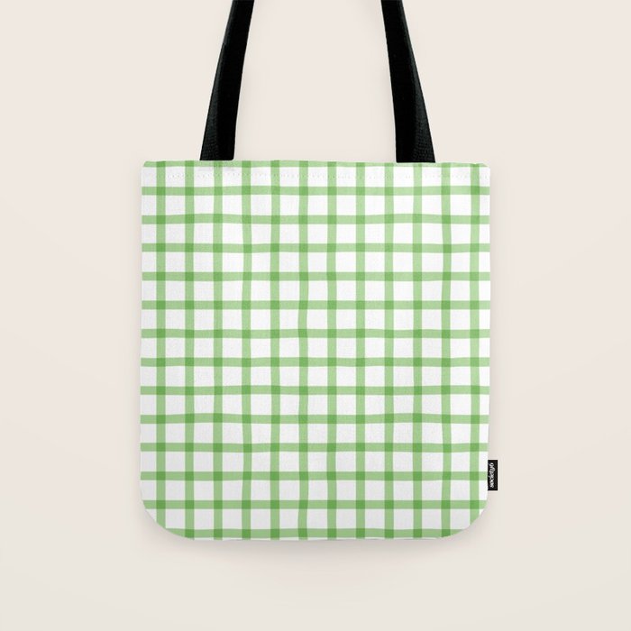 Green geometric plaid gingham pattern Tote Bag Gallery Image 1
