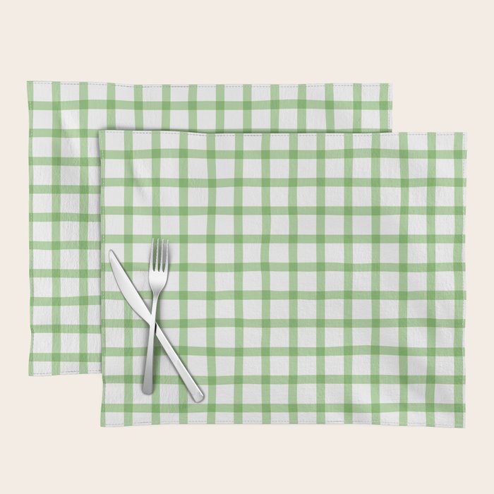 Green geometric plaid gingham pattern Placemat Gallery Image 1