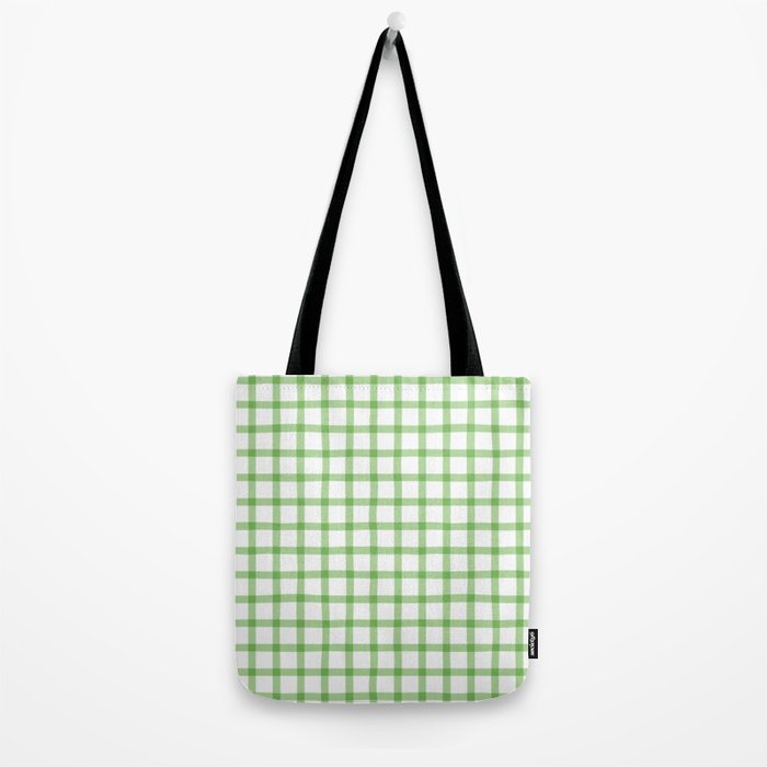 Green geometric plaid gingham pattern Tote Bag Gallery Image 2
