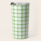 Green geometric plaid gingham pattern Travel Mug Gallery Image 3